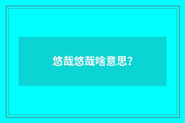 悠哉悠哉啥意思？