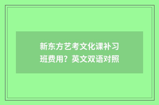 新东方艺考文化课补习班费用？英文双语对照