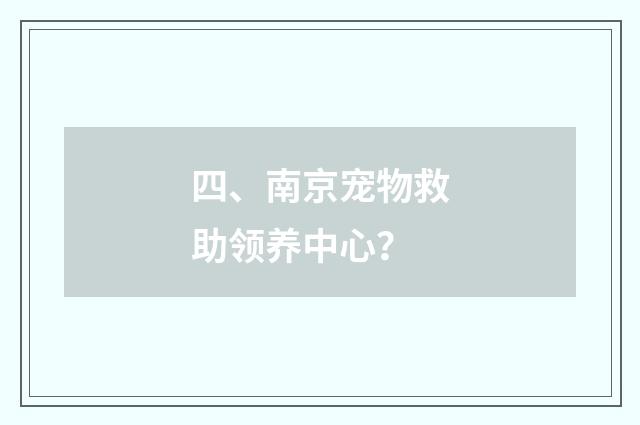 四、南京宠物救助领养中心？