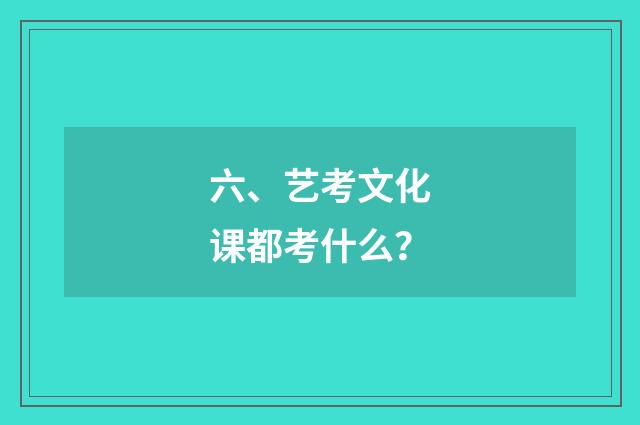 六、艺考文化课都考什么？