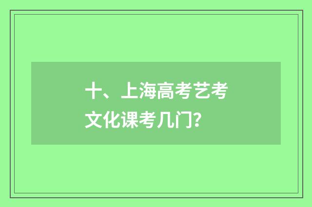 十、上海高考艺考文化课考几门？