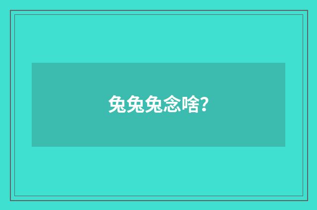 兔兔兔念啥?