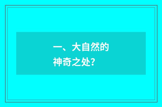 一、大自然的神奇之处?