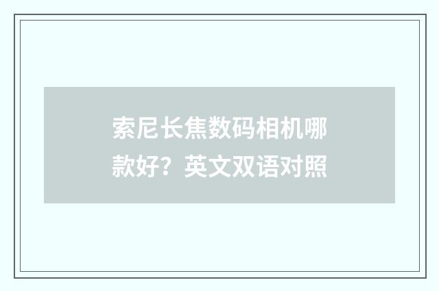 索尼长焦数码相机哪款好?英文双语对照