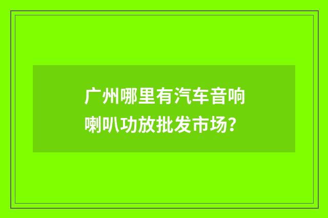 广州哪里有汽车音响喇叭功放批发市场?
