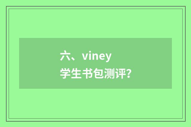 六、viney学生书包测评?