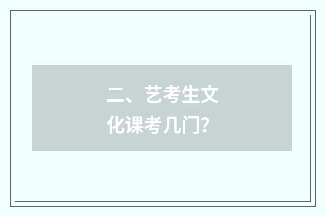 二、艺考生文化课考几门？