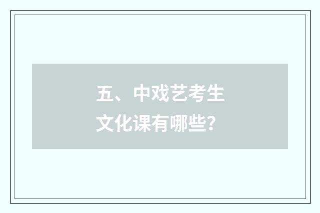 五、中戏艺考生文化课有哪些?