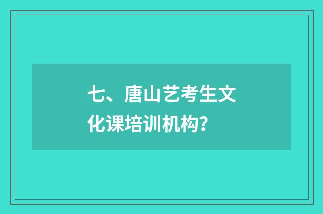 七、唐山艺考生文化课培训机构?