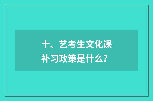 十、艺考生文化课补习政策是什么?