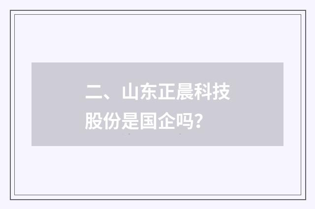 二、山东正晨科技股份是国企吗?