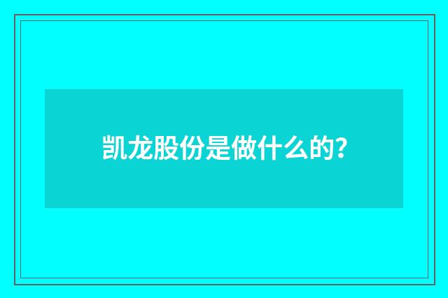 凯龙股份是做什么的?