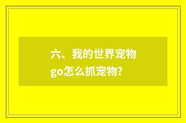 六、我的世界宠物go怎么抓宠物?