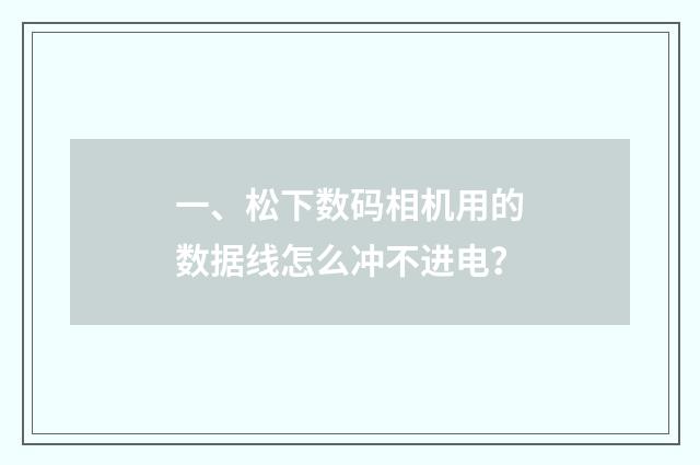 一、松下数码相机用的数据线怎么冲不进电？