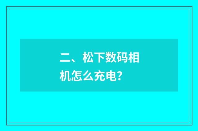 二、松下数码相机怎么充电?