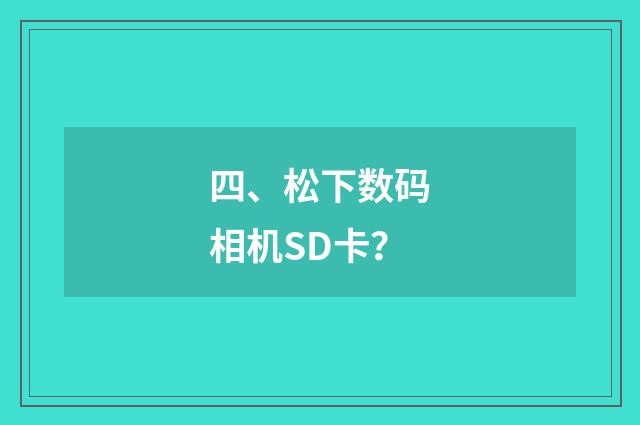 四、松下数码相机SD卡？