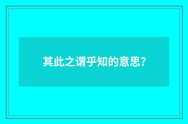 其此之谓乎知的意思？