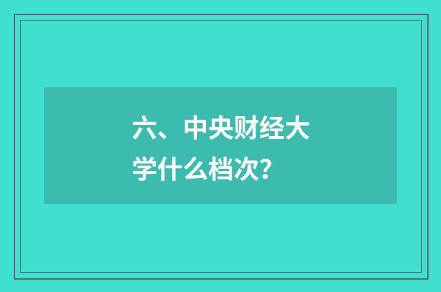 六、中央财经大学什么档次?
