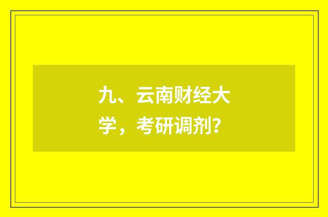 九、云南财经大学,考研调剂?