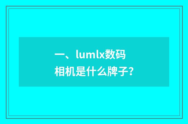 一、lumlx数码相机是什么牌子?