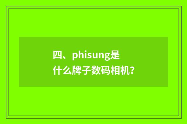 四、phisung是什么牌子数码相机？