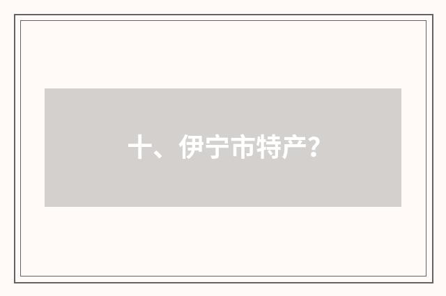十、伊宁市特产?