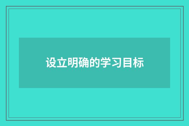 设立明确的学习目标