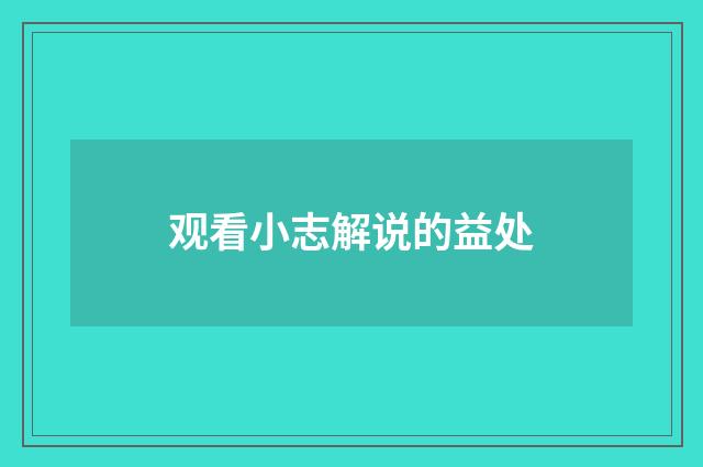 观看小志解说的益处