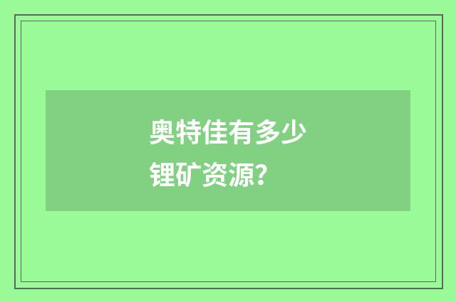 奥特佳有多少锂矿资源?