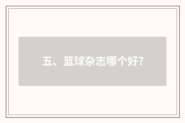 五、篮球杂志哪个好?