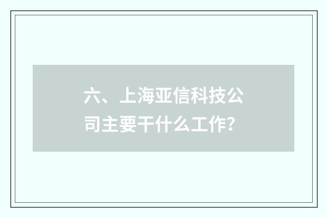 六、上海亚信科技公司主要干什么工作?