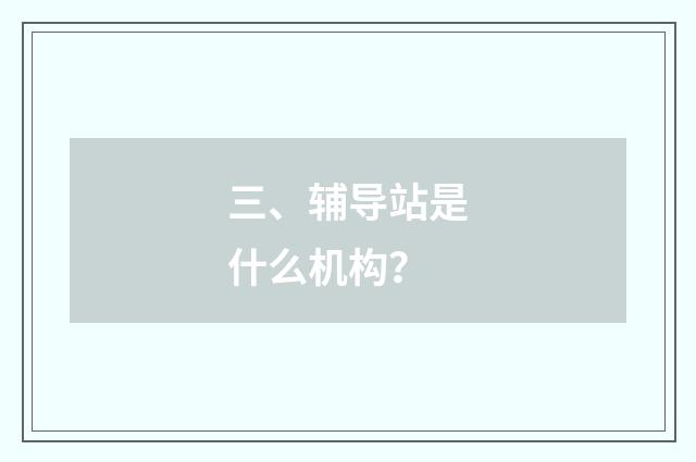 三、辅导站是什么机构?