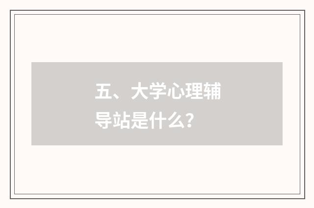 五、大学心理辅导站是什么？