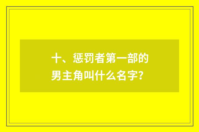 十、惩罚者第一部的男主角叫什么名字?