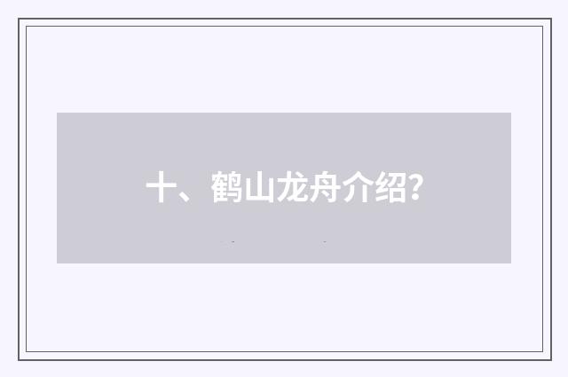 十、鹤山龙舟介绍?