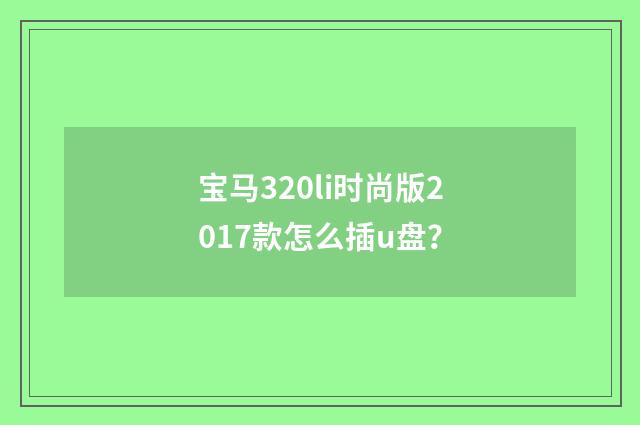 宝马320li时尚版2017款怎么插u盘?