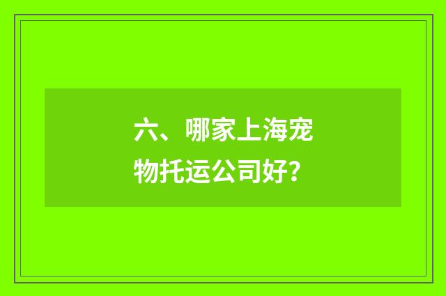 六、哪家上海宠物托运公司好？