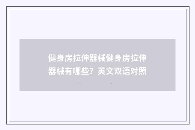 健身房拉伸器械健身房拉伸器械有哪些?英文双语对照