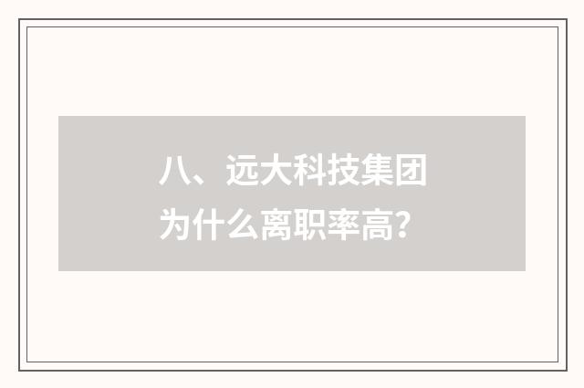八、远大科技集团为什么离职率高?