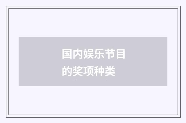 国内娱乐节目的奖项种类