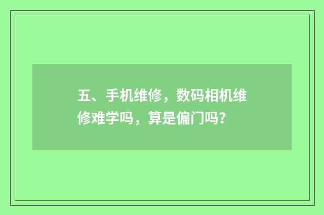 五、手机维修,数码相机维修难学吗,算是偏门吗?