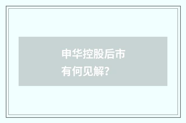 申华控股后市有何见解？