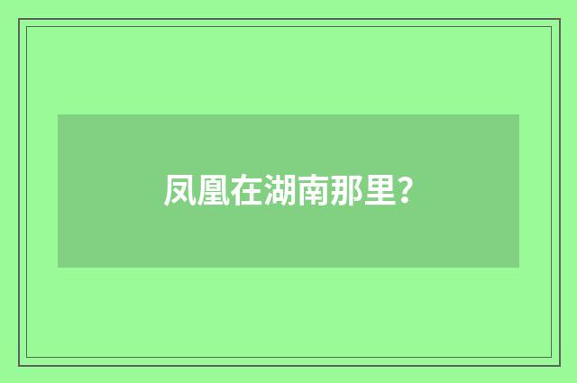 凤凰在湖南那里?
