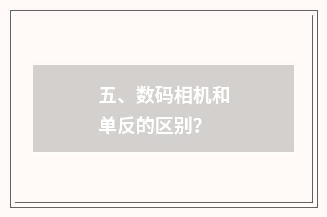五、数码相机和单反的区别？