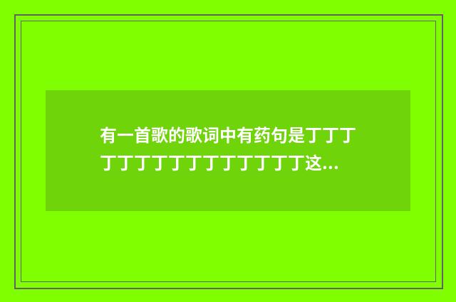 有一首歌的歌词中有药句是丁丁丁丁丁丁丁丁丁丁丁丁丁丁丁这首歌叫什么?