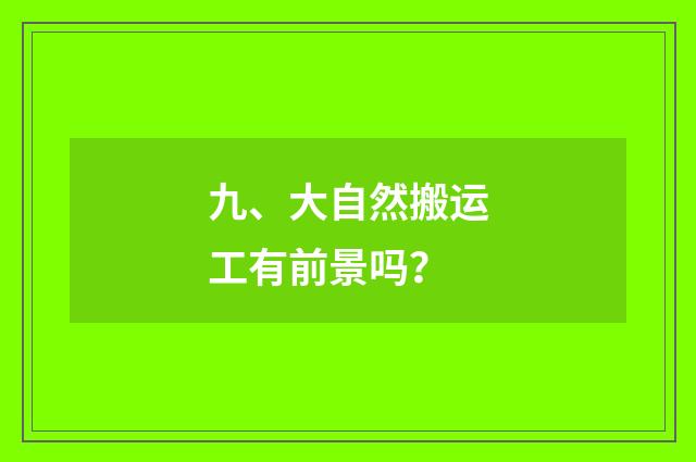 九、大自然搬运工有前景吗?