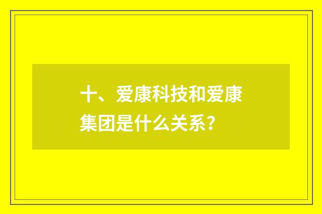 十、爱康科技和爱康集团是什么关系？