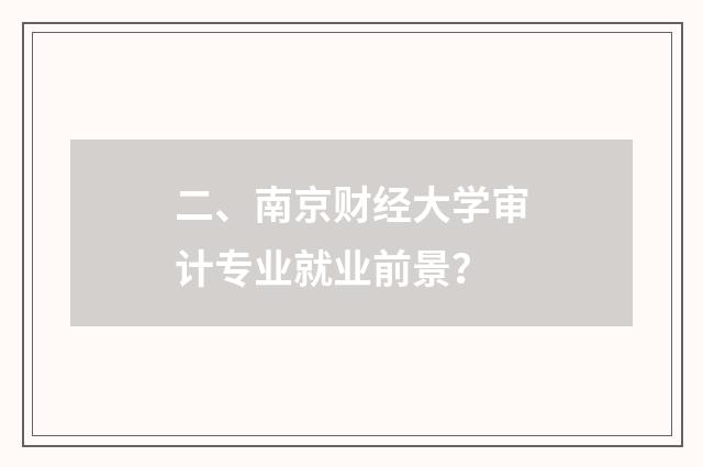 二、南京财经大学审计专业就业前景?