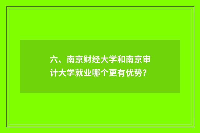 六、南京财经大学和南京审计大学就业哪个更有优势？