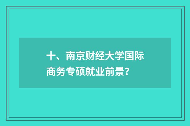 十、南京财经大学国际商务专硕就业前景?